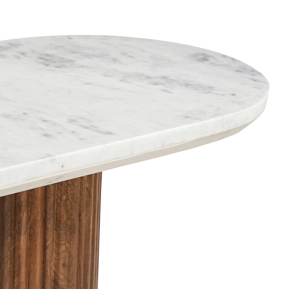 Console ovale en bois et marbre Jilsa – fini NOYER/BLANC | World Wide