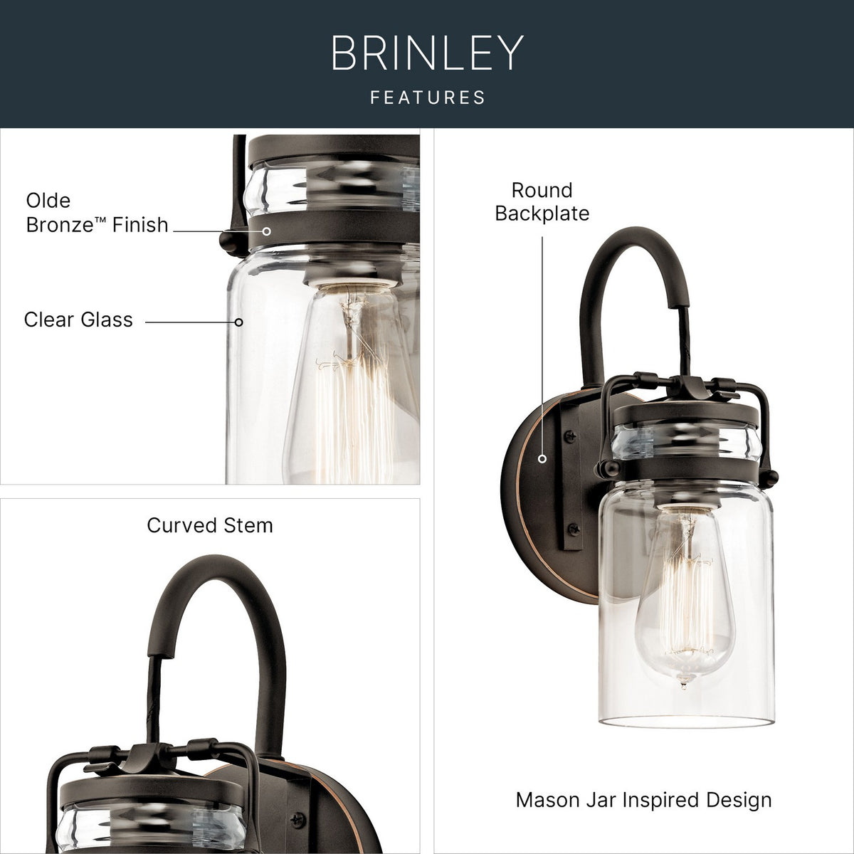 Applique murale 1 lumière | Brinley