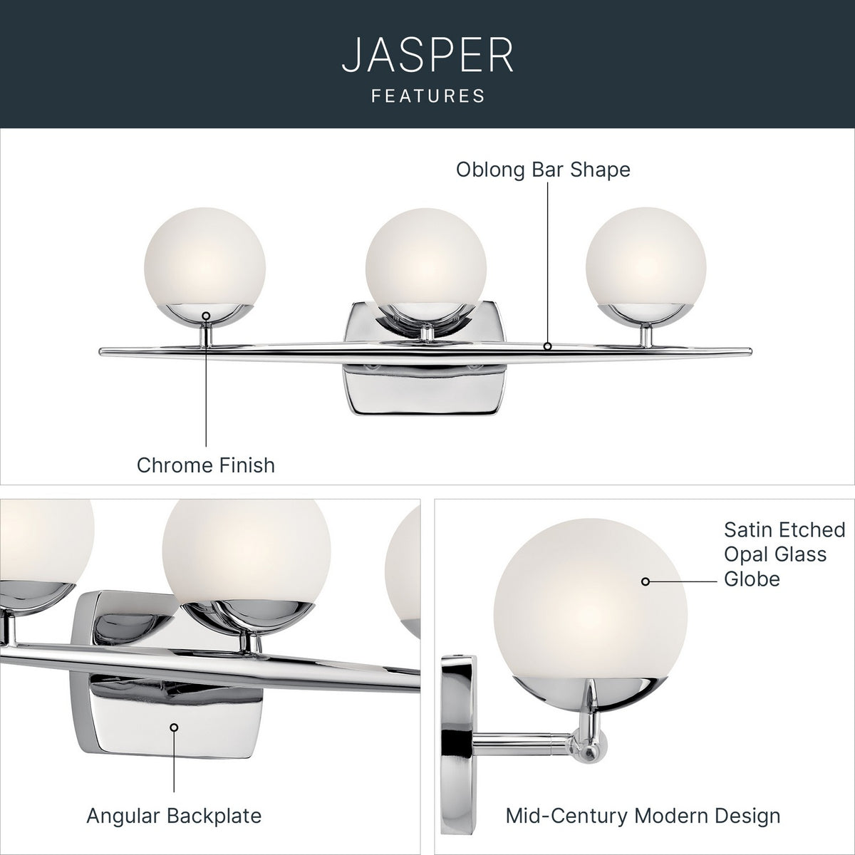Applique de salle de bain 3 lumières | Jasper