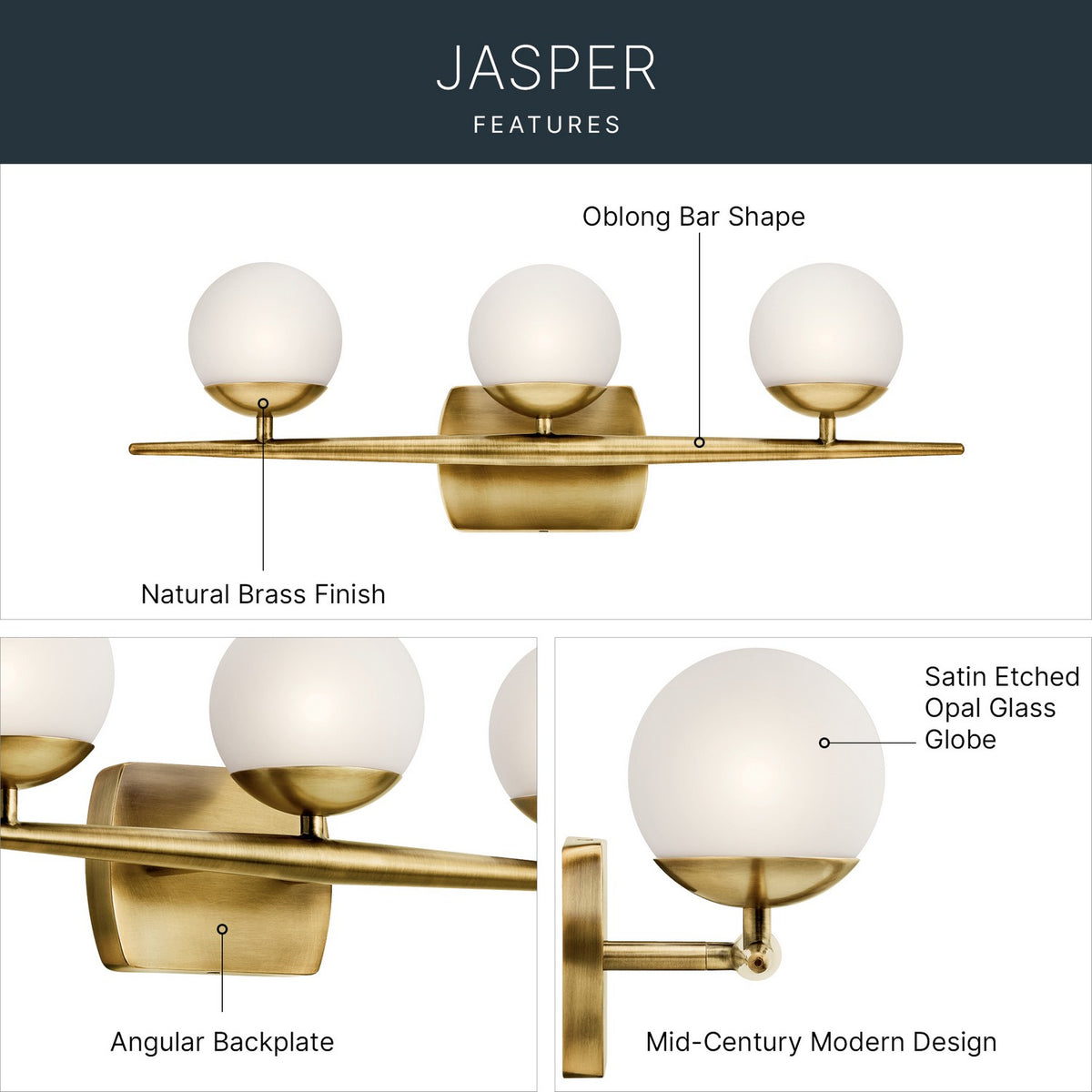 Applique de salle de bain 3 lumières | Jasper