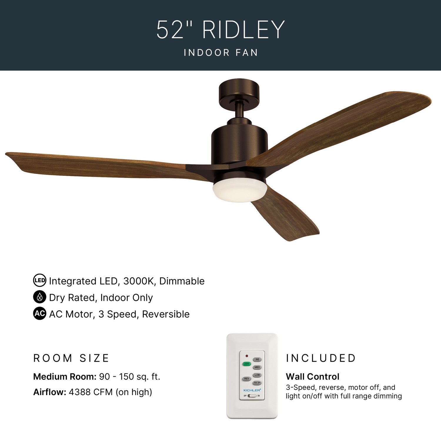 Ventilateur de plafond 52 po | Ridley II