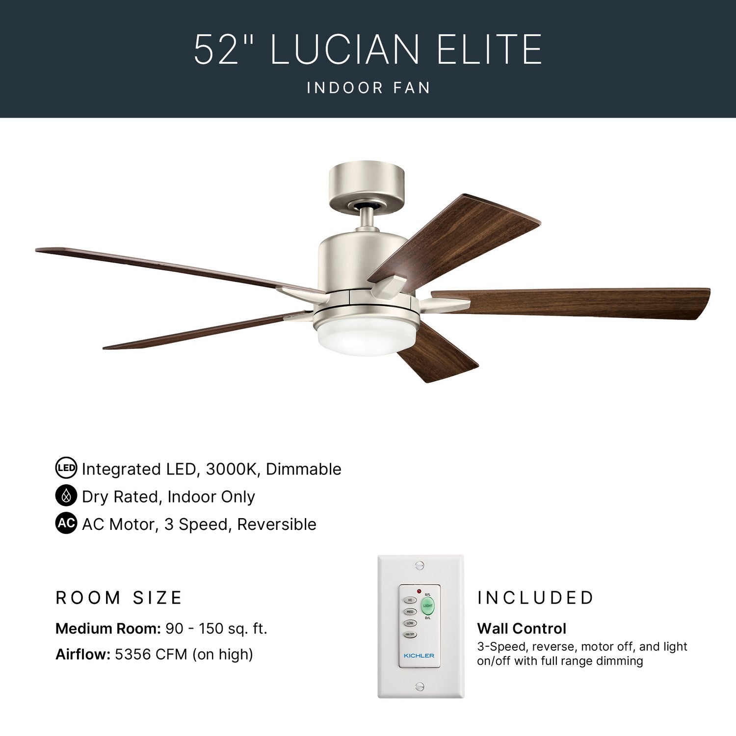 Ventilateur de plafond 52 po | Lucian Elite