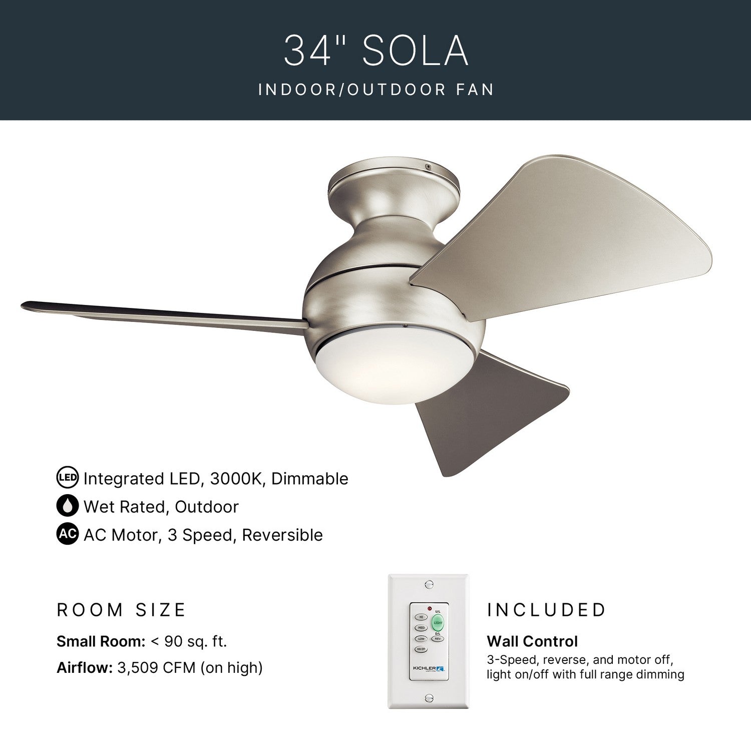 Ventilateur de plafond 34 po | Sola