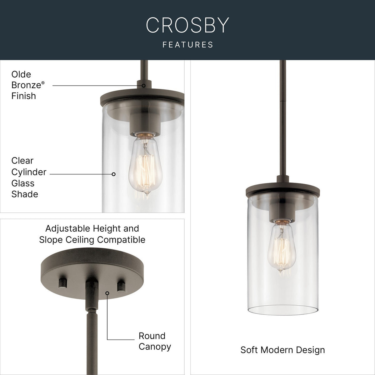 Mini-suspension 1 lumière | Crosby