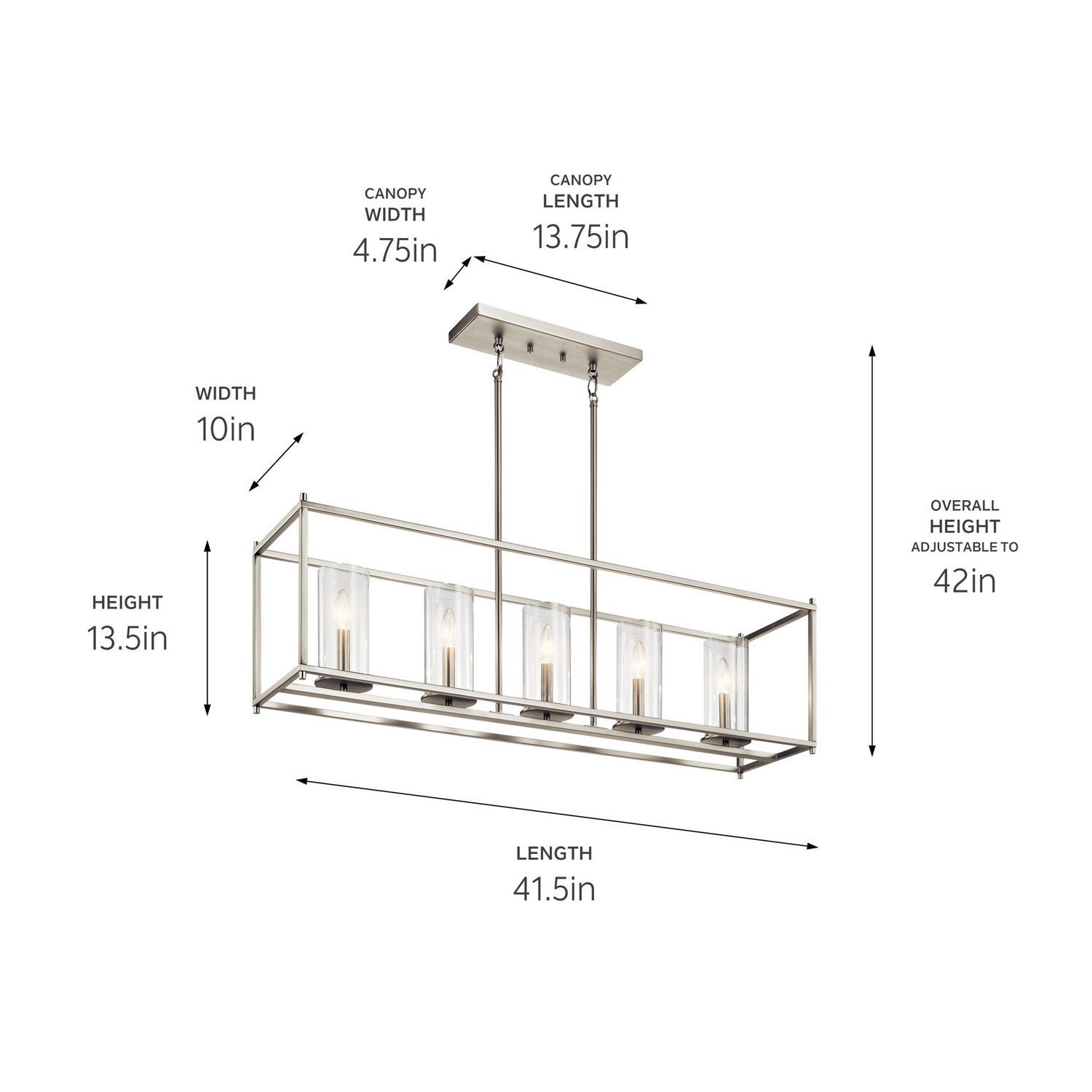 Lustre linéaire 5 lumières | Crosby