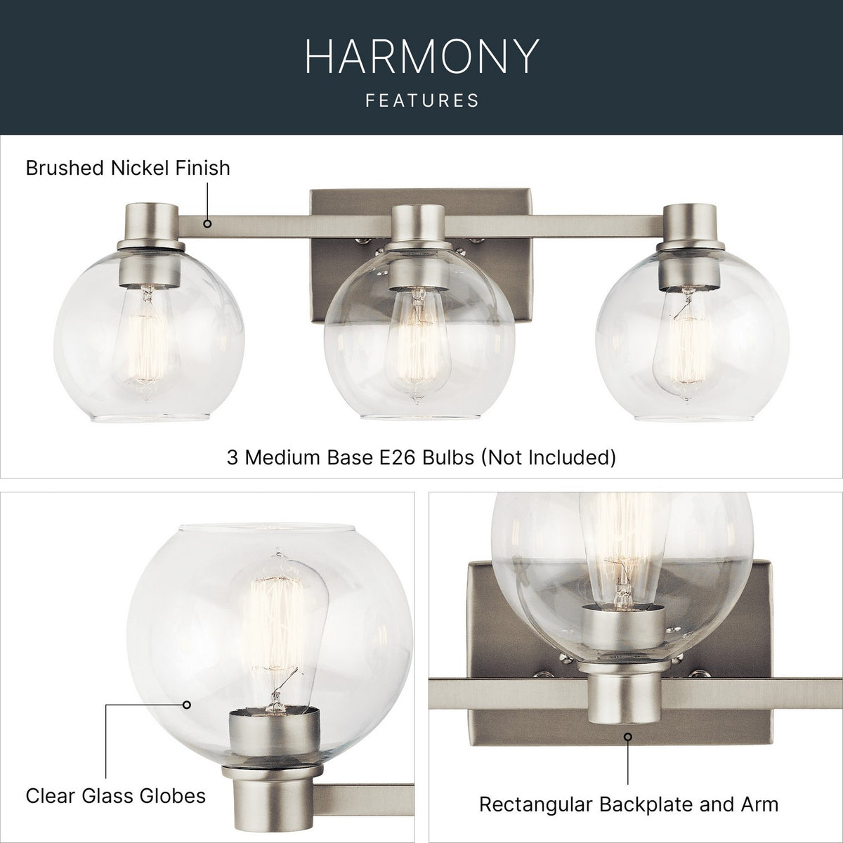 Applique de salle de bain 3 lumières | Harmony