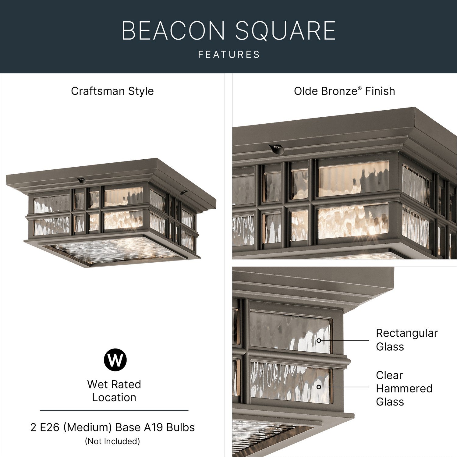 Plafonnier extérieur 2 lumières | Beacon Square