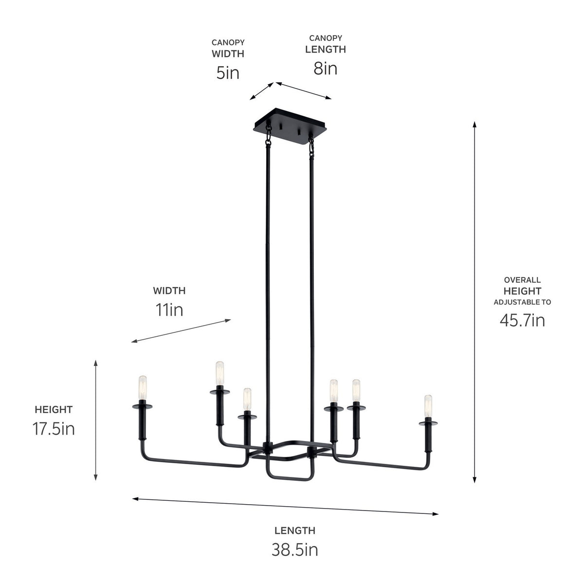 Lustre linéaire 6 lumières | Alden