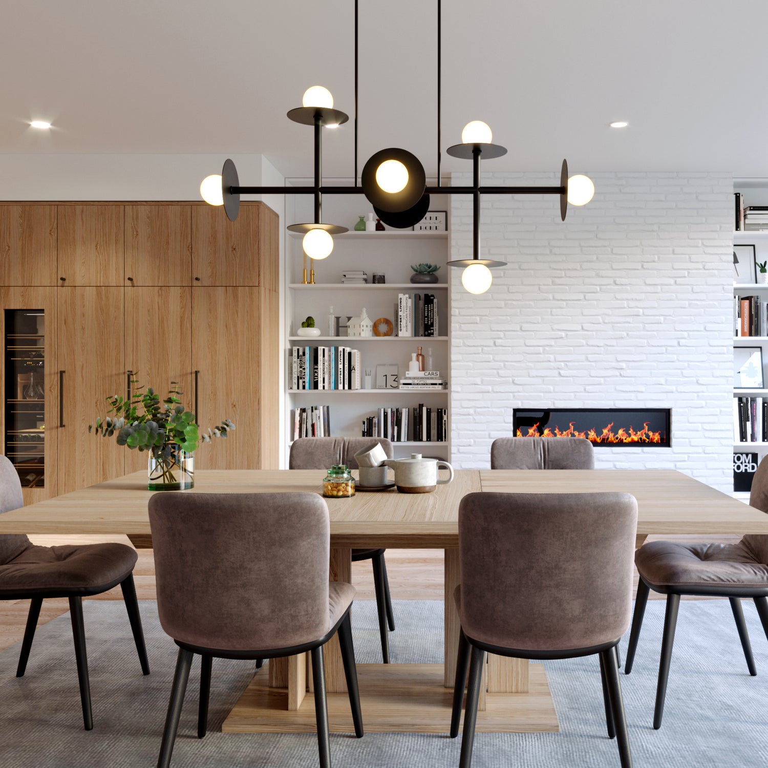 Lustre linéaire 8 lumières | Nodes