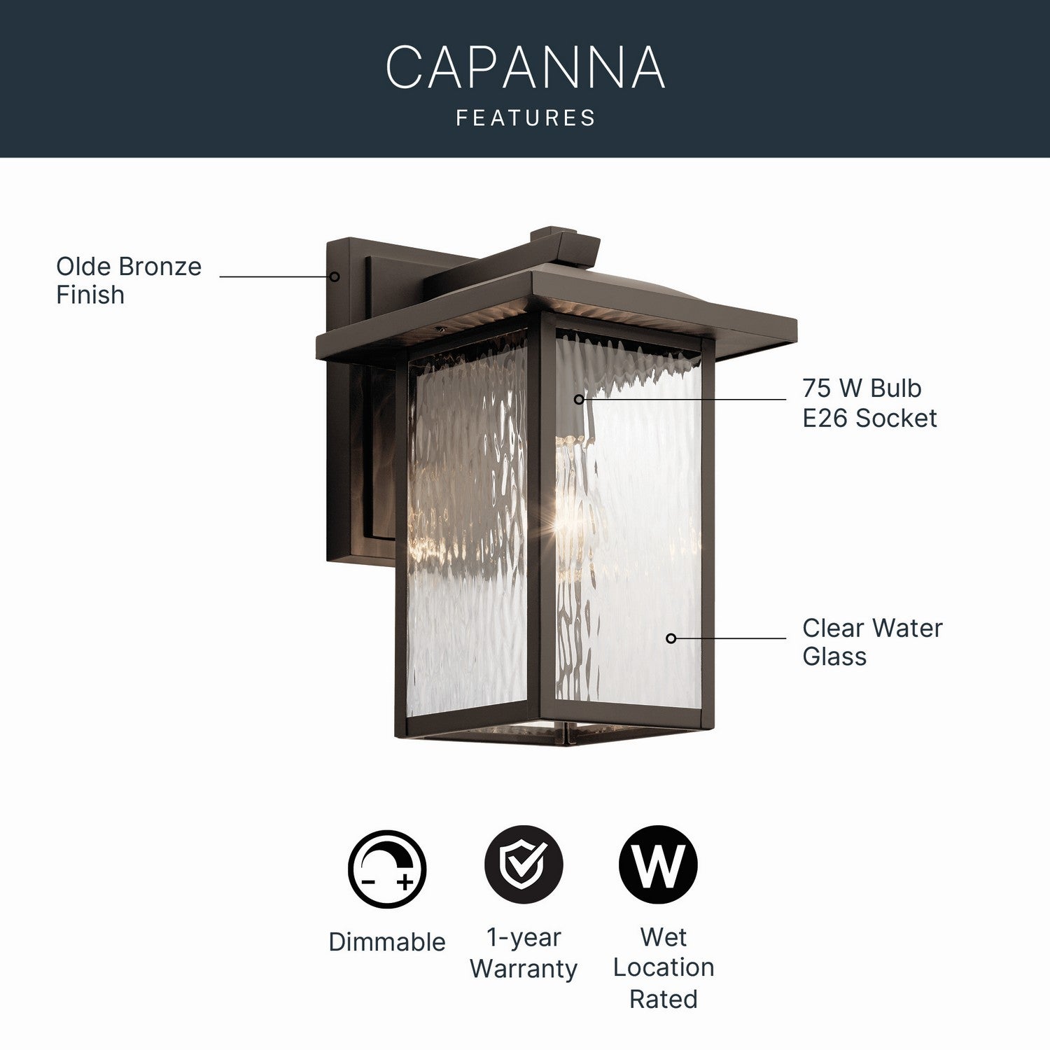 Applique murale extérieure 1 lumière | Capanna