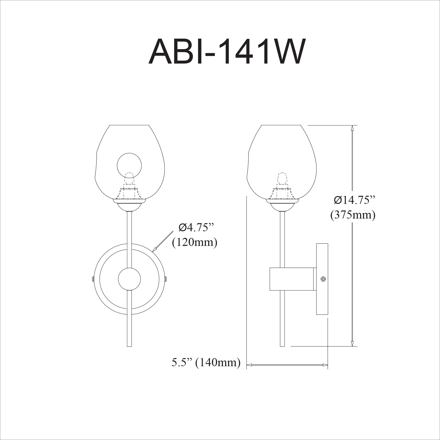 Applique murale Noir | ABII — 5 po