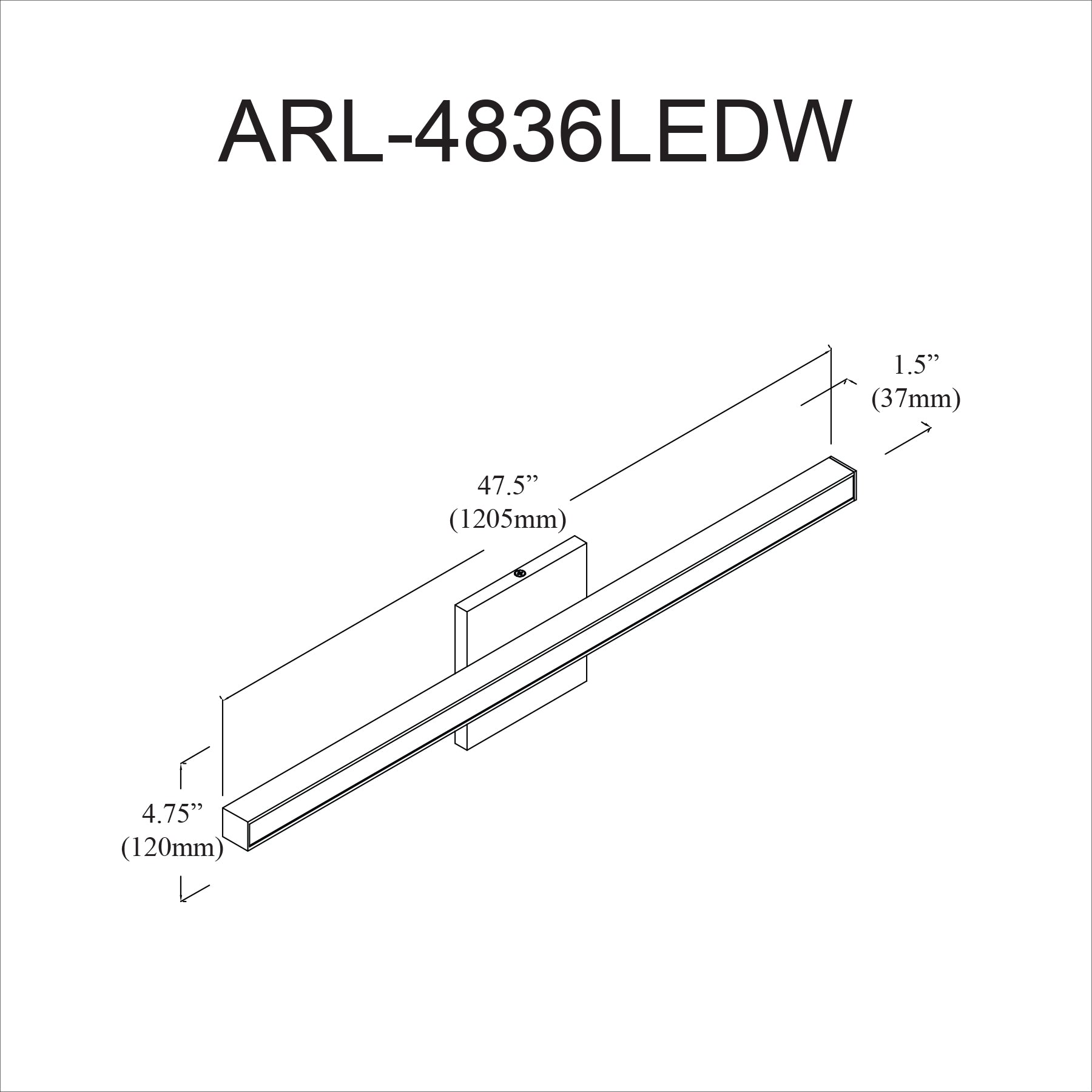 Applique murale | ARANDEL — 48 po × 5 po (ARL-4836LEDW)