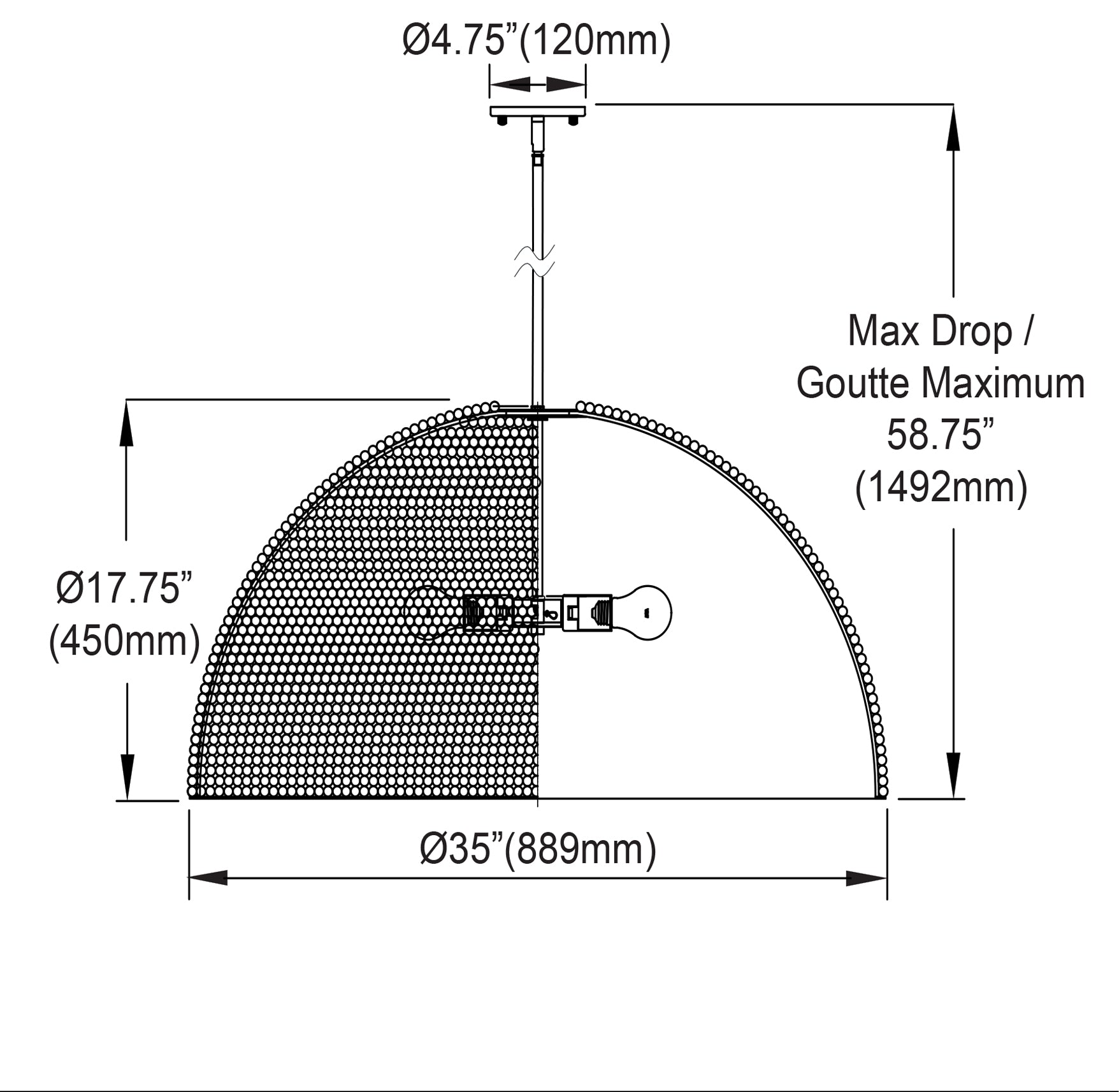Luminaire suspendu Blanc | BREANNE — 35 po