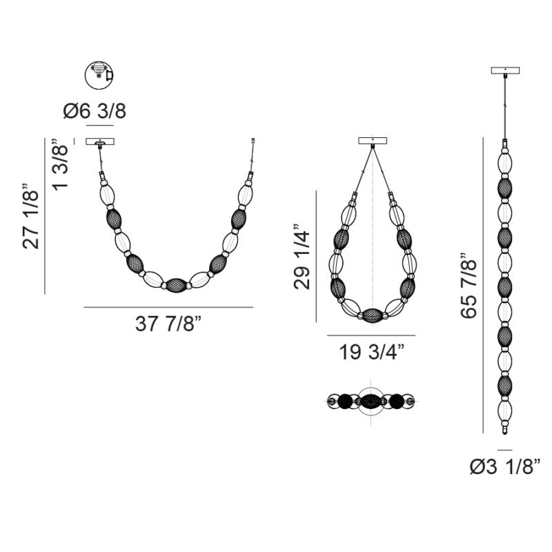 Luminaire suspendu | TENTACLES - Noir