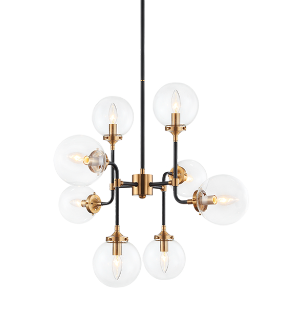 Luminaire suspendu | PARTICLES - Laiton — Abat-jour fermé