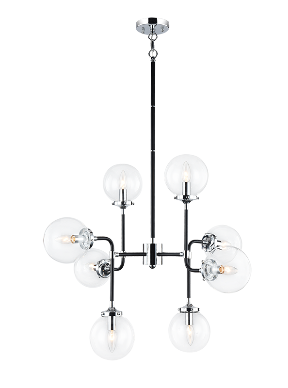 Luminaire suspendu | PARTICLES - Noir et chrome — Abat-jour fermé