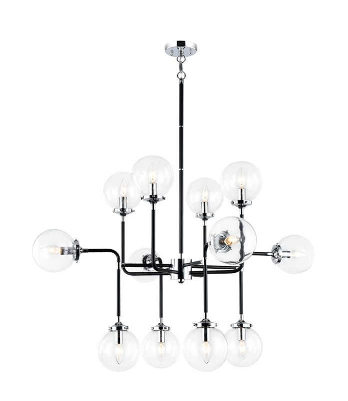 Luminaire suspendu | PARTICLES - Noir et chrome — Abat-jour fermé