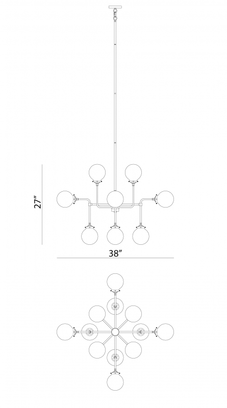 Luminaire suspendu | PARTICLES - Noir et chrome — Abat-jour fermé