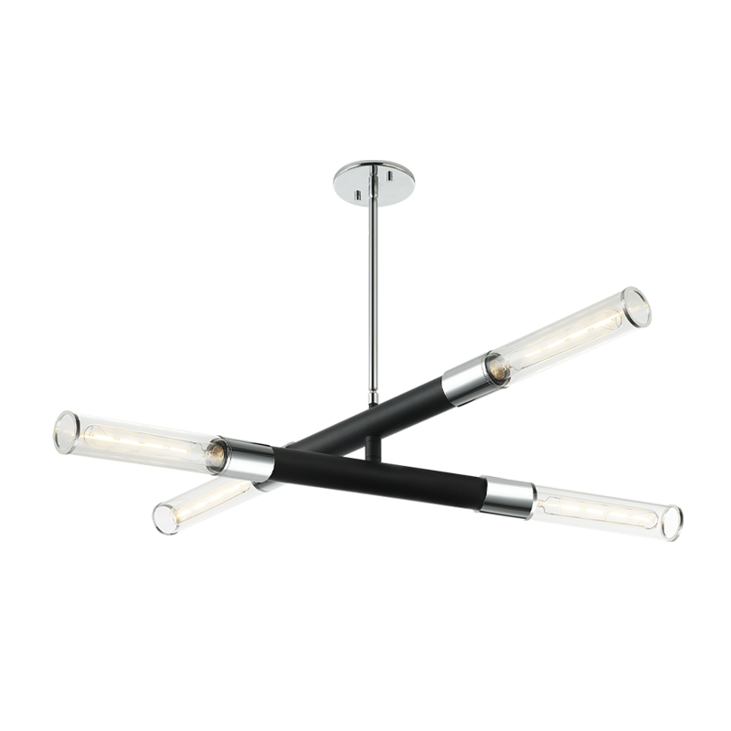Luminaire suspendu | TUBO - Noir et chrome
