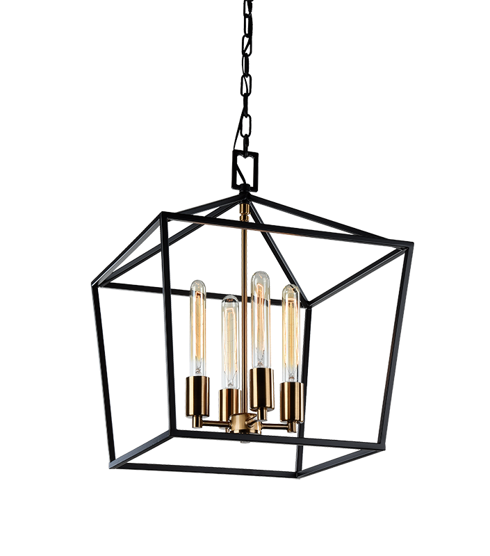 Luminaire suspendu Noir et laiton | SCATOLA - Noir et laiton