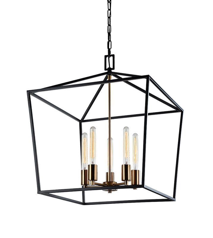 Luminaire suspendu Noir et laiton | SCATOLA - Noir et laiton