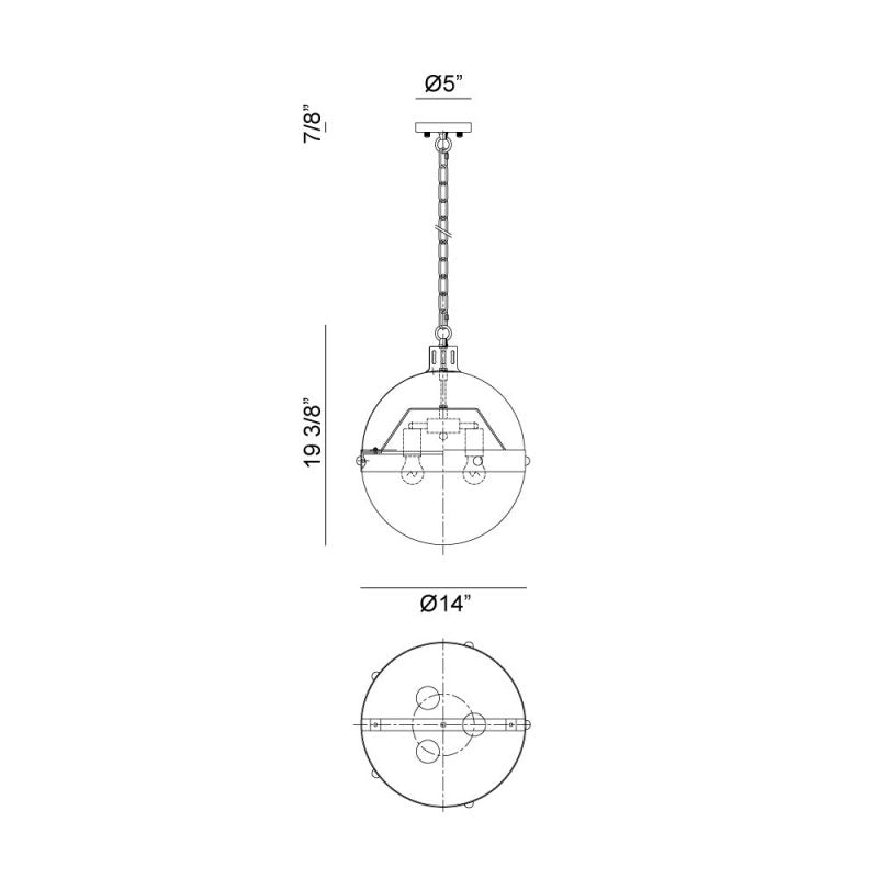Luminaire suspendu | TORINO - Nickel brossé — Abat-jour fermé