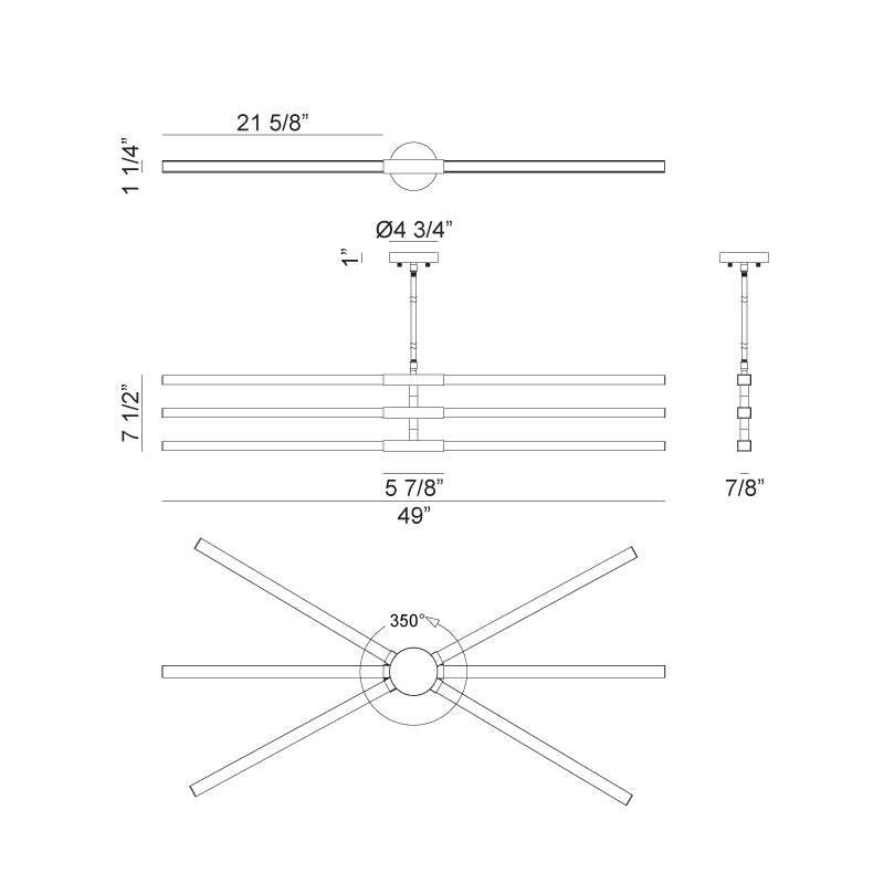 Luminaire suspendu | LINEARE - Noir et chrome
