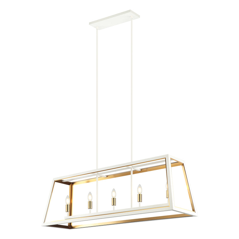 Luminaire suspendu | ROSALIE - Blanc et laiton
