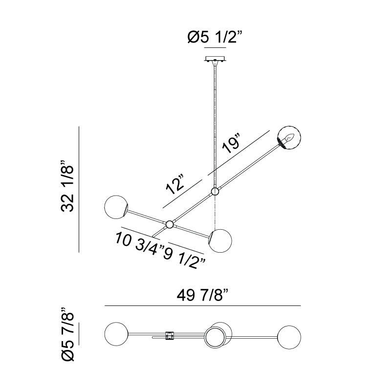 Luminaire suspendu | COSMIC - Laiton — Abat-jour fermé