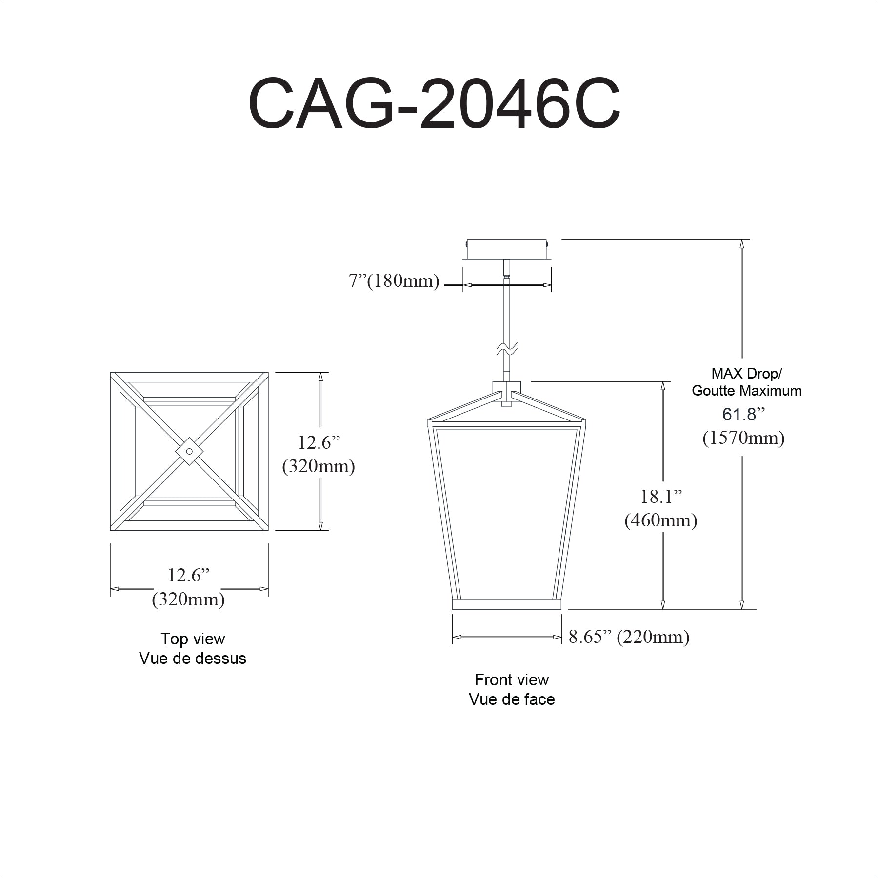 Luminaire suspendu | CAGE — 13 po