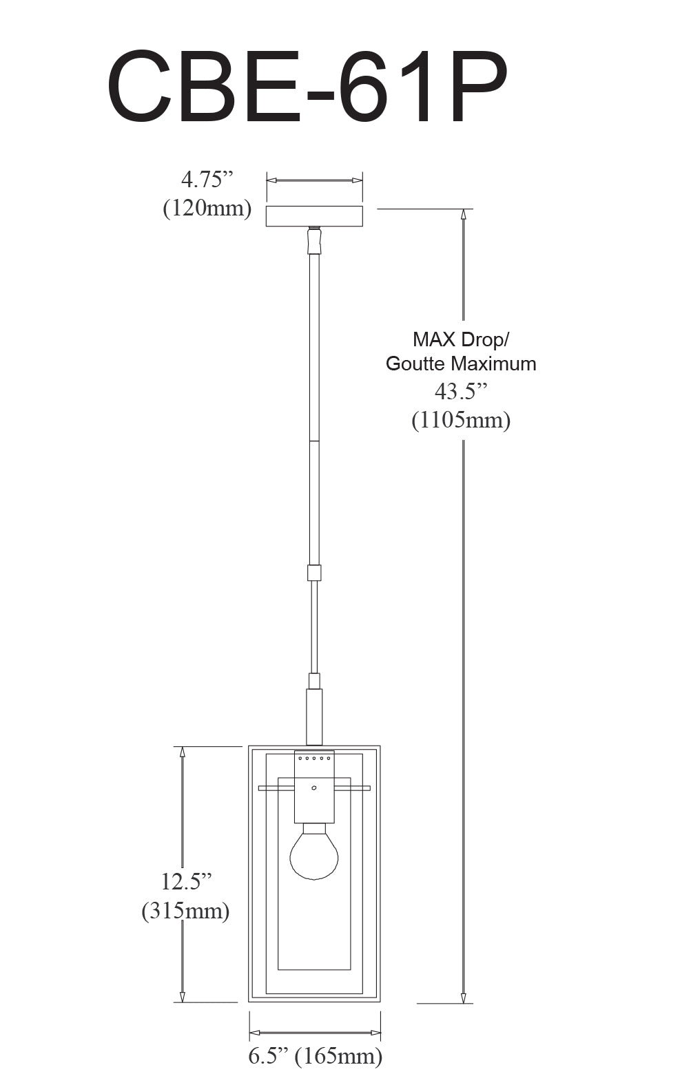 Luminaire suspendu | CUBO — 6 po