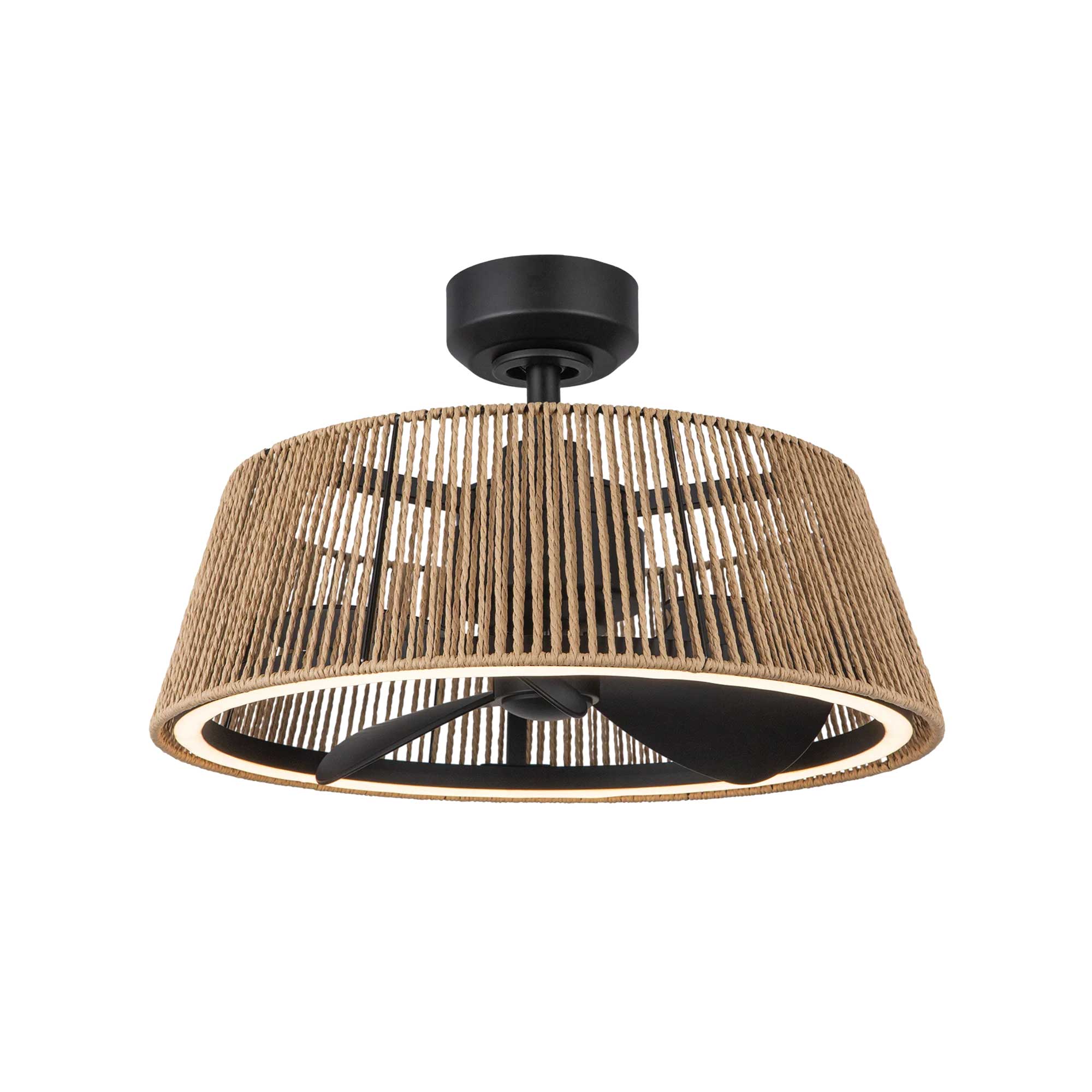 Ventilateur Noir mat et corde tressée | ISLA