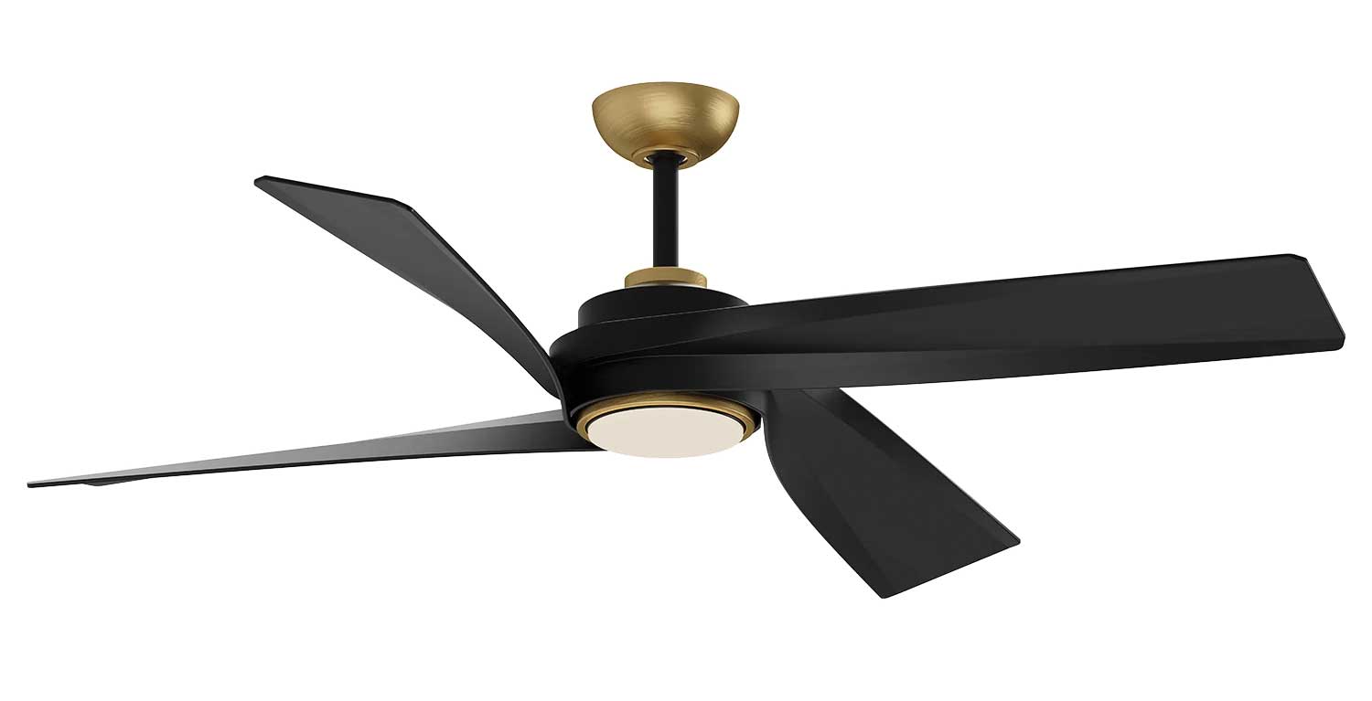 HORIZON Ventilateur Noir, Or DEL INTÉGRÉ - CF96956-BG | KUZCO