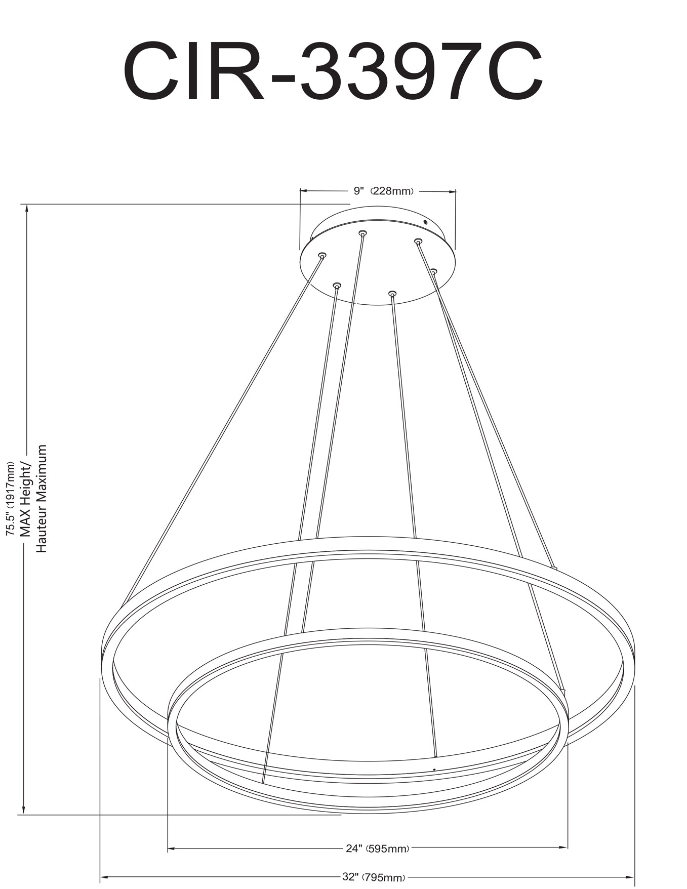 Luminaire suspendu Laiton vieilli | CIRCULO