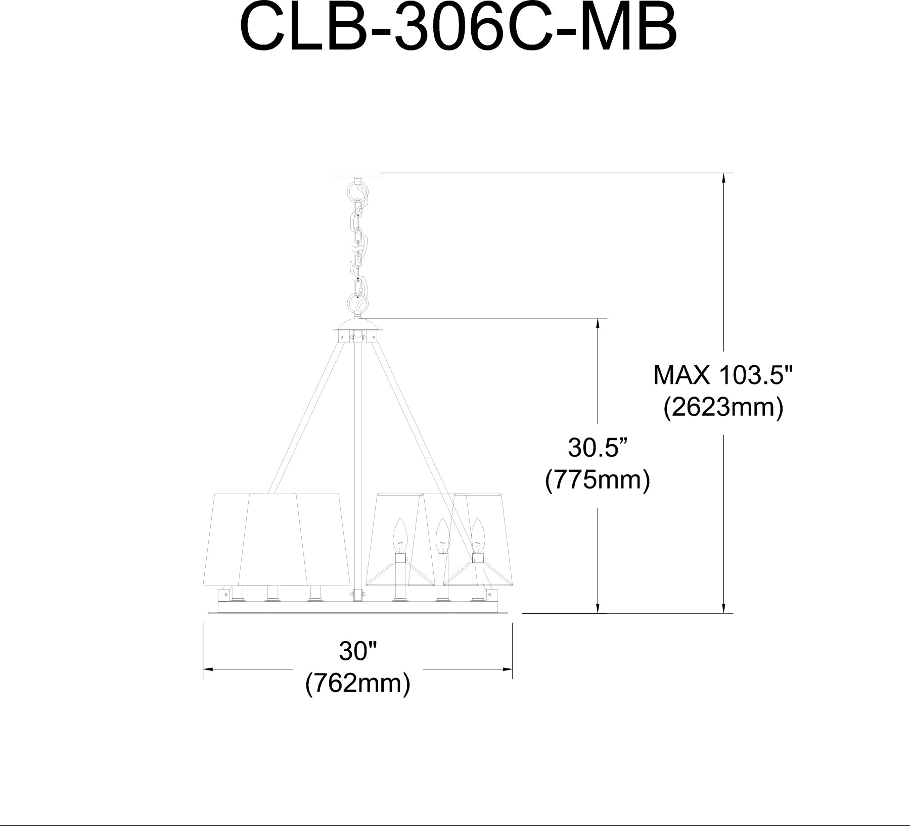 Luminaire suspendu Noir | COLBY — 36 po