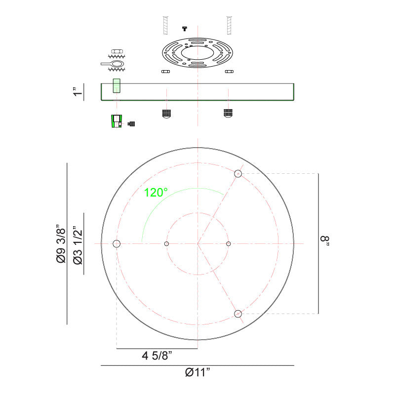 Accessoire | MULTI CEILING CANOPY (LINE VOLTAGE) - Chrome