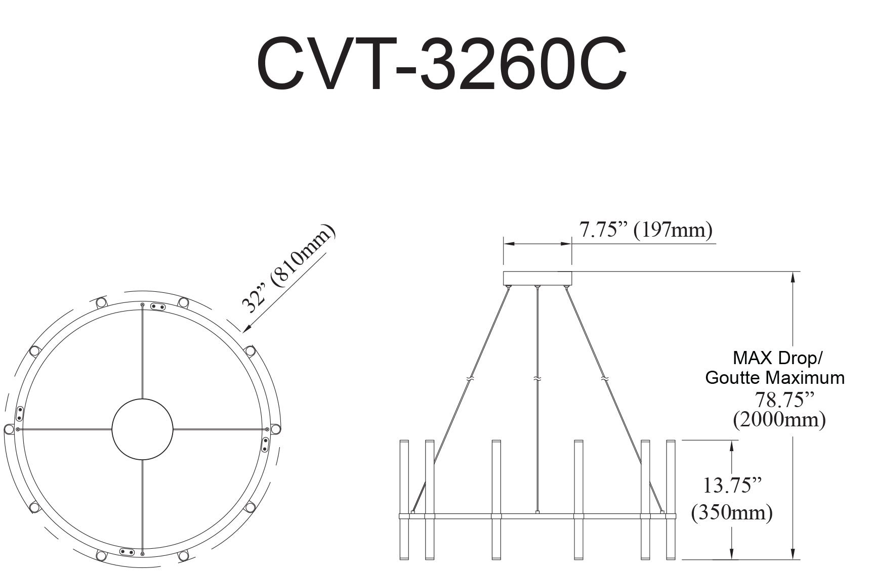 Luminaire suspendu | CORVETTE — 33 po