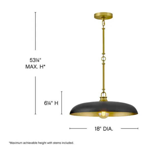 Luminaire suspendu Laiton laqué et noir | SADIE