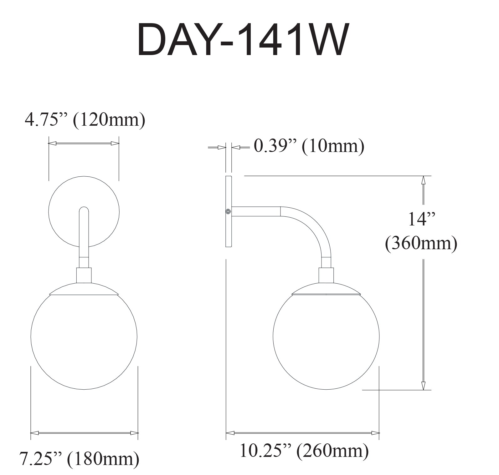 Applique murale | DAYANA — 7 po × 14 po