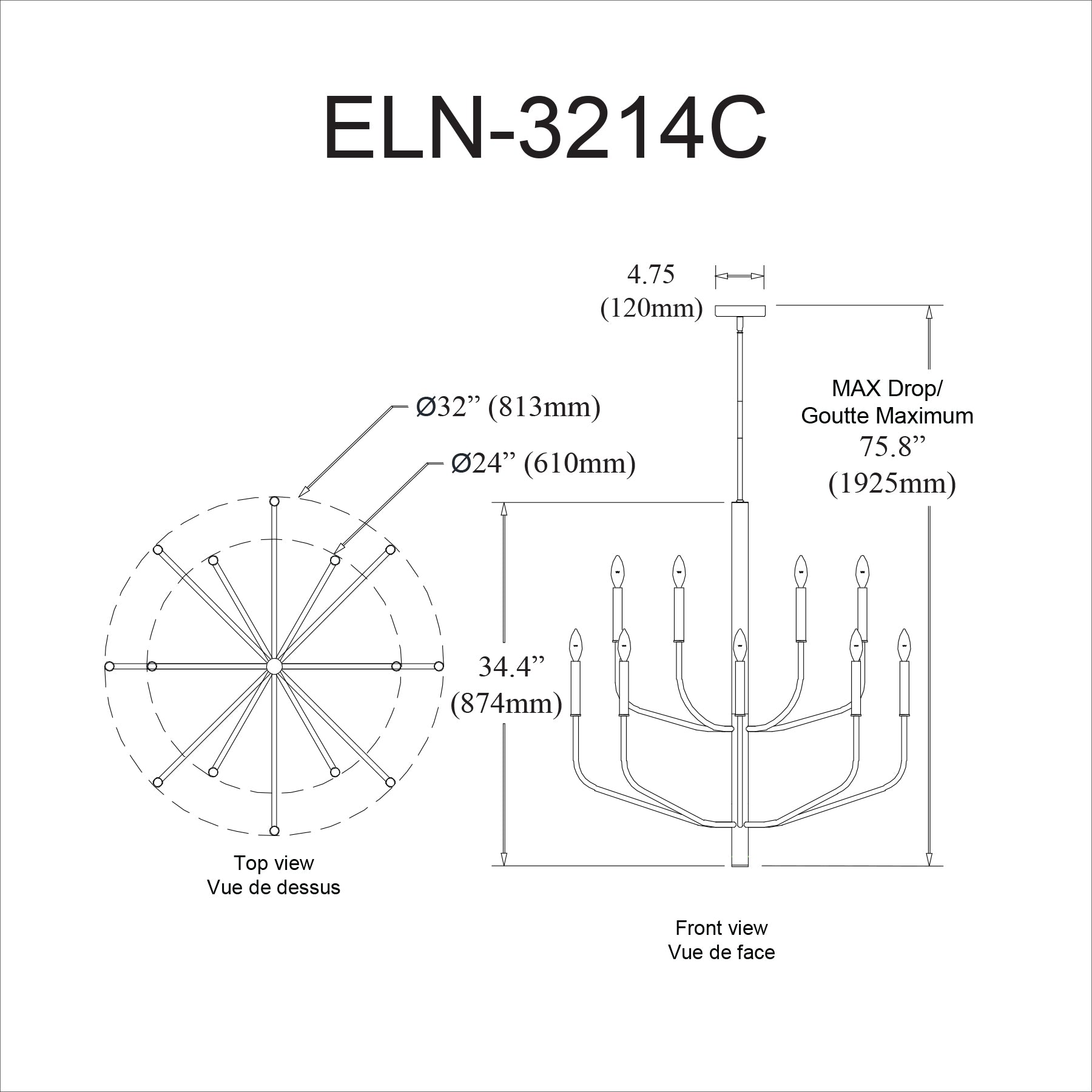 Luminaire suspendu | ELEANOR — 32 po × 34 po