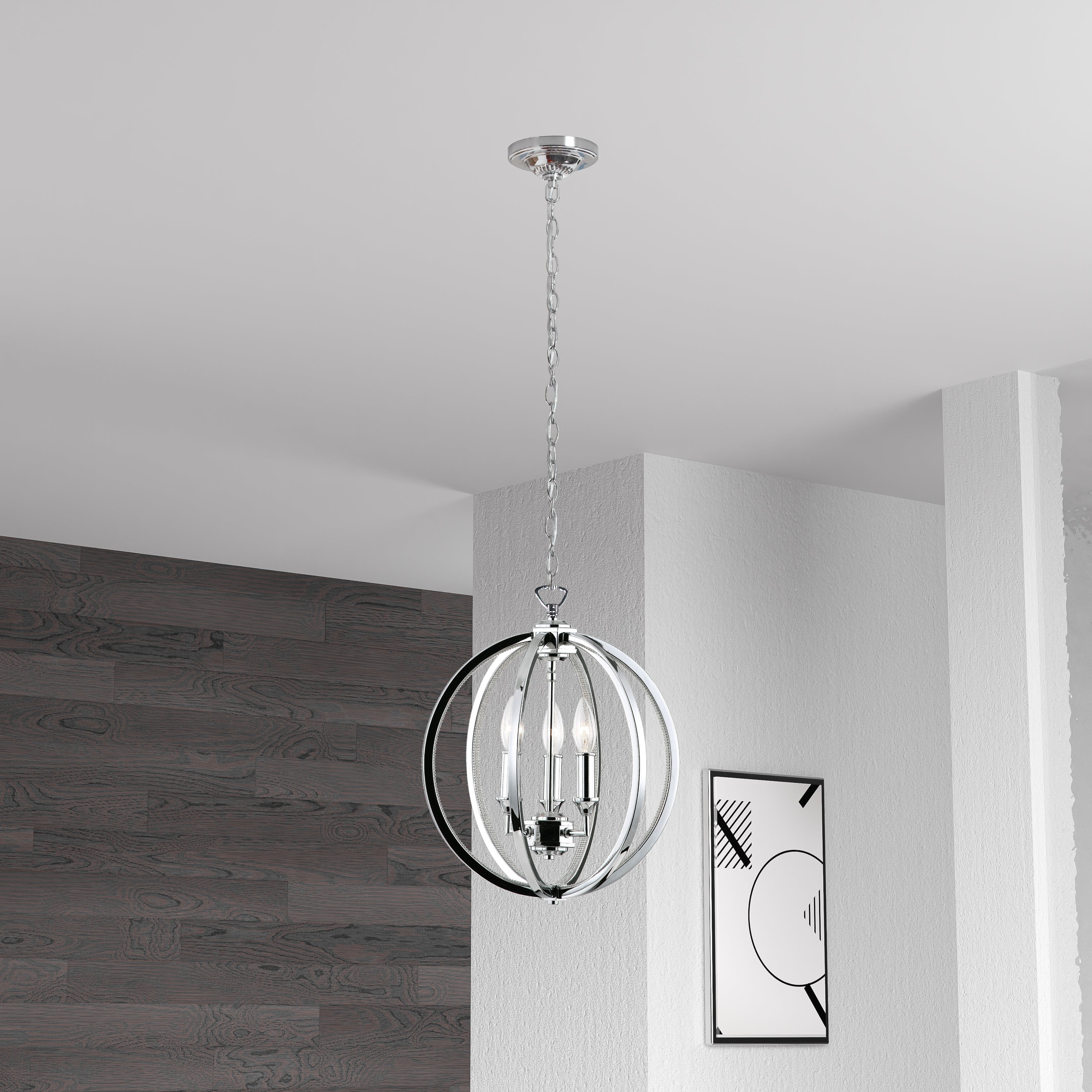 Luminaire suspendu Chrome | KARLAND — 14 po