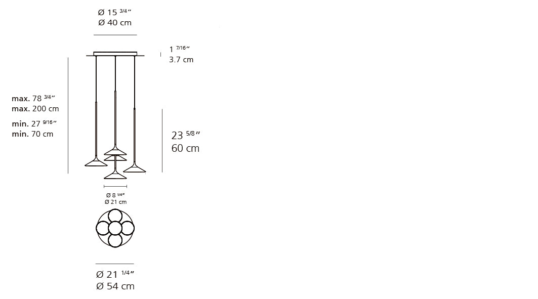 Suspension | Orsa — 21 Chandelier Led 5X7W 30K 3000 K