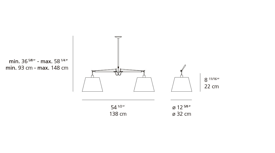 Suspension | Tolomeo double shade — Tolomeo DBL. Shade SUSP. 12IN