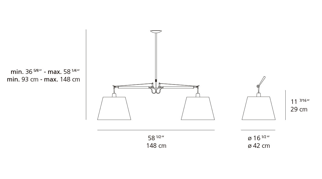 Suspension | Tolomeo double shade — Tolomeo DBL. Shade SUSP. 17IN
