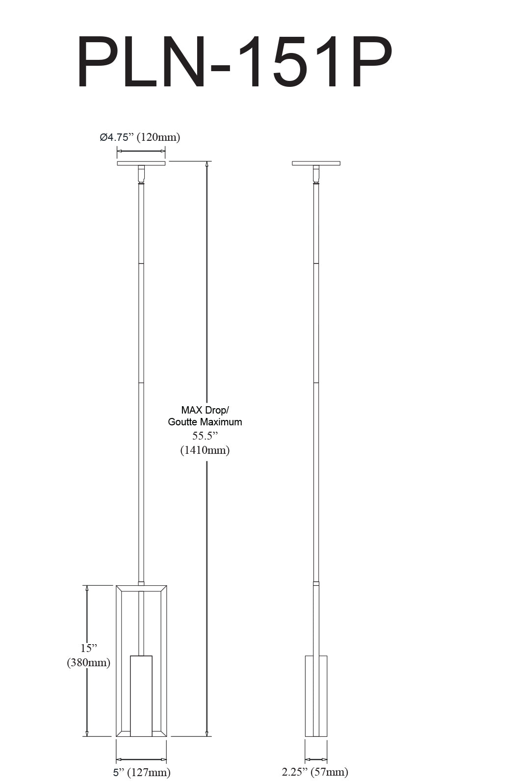 Luminaire suspendu Noir | PAULINE — 5 po