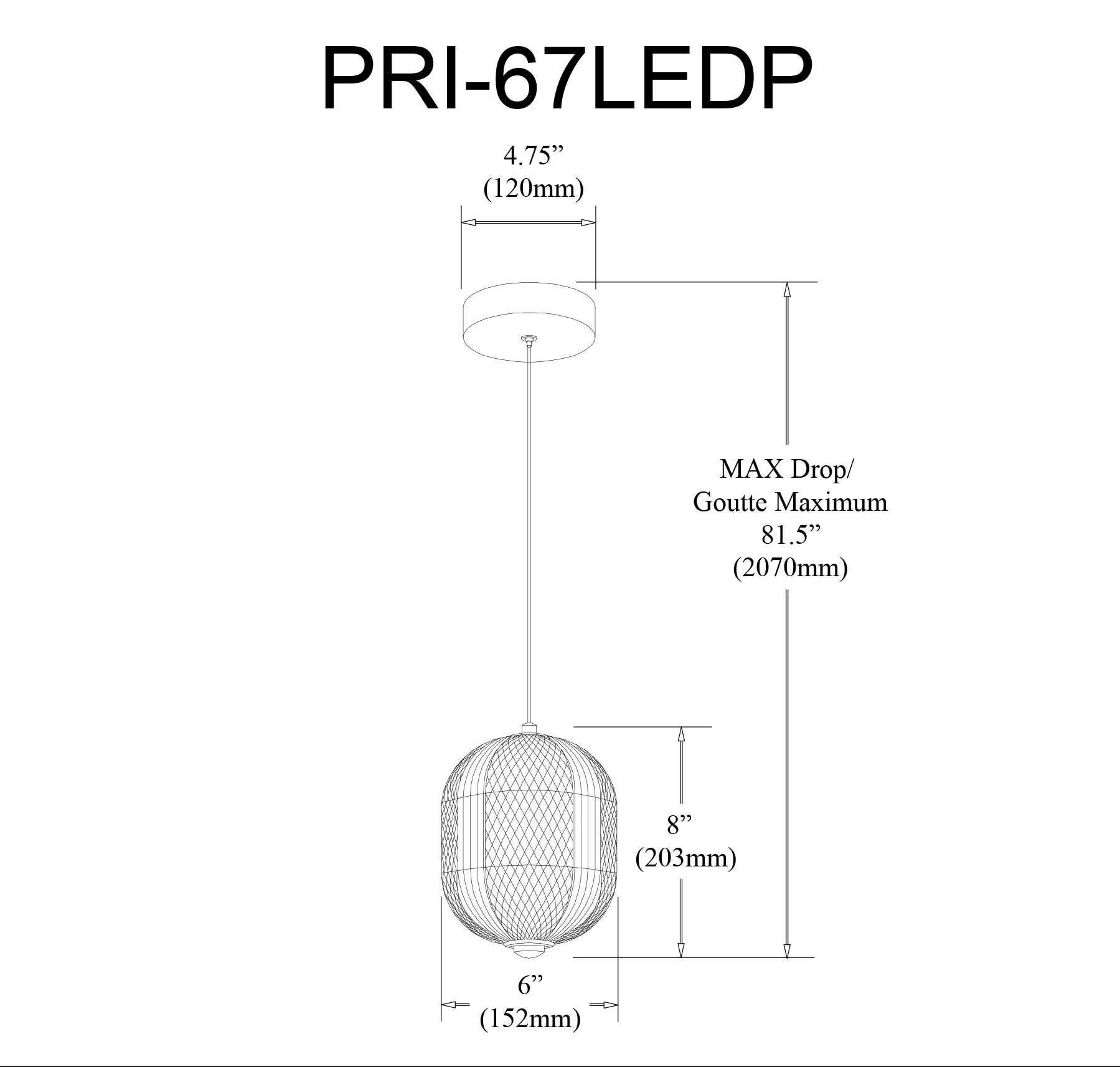 Luminaire suspendu | PERI — 6 po × 8 po