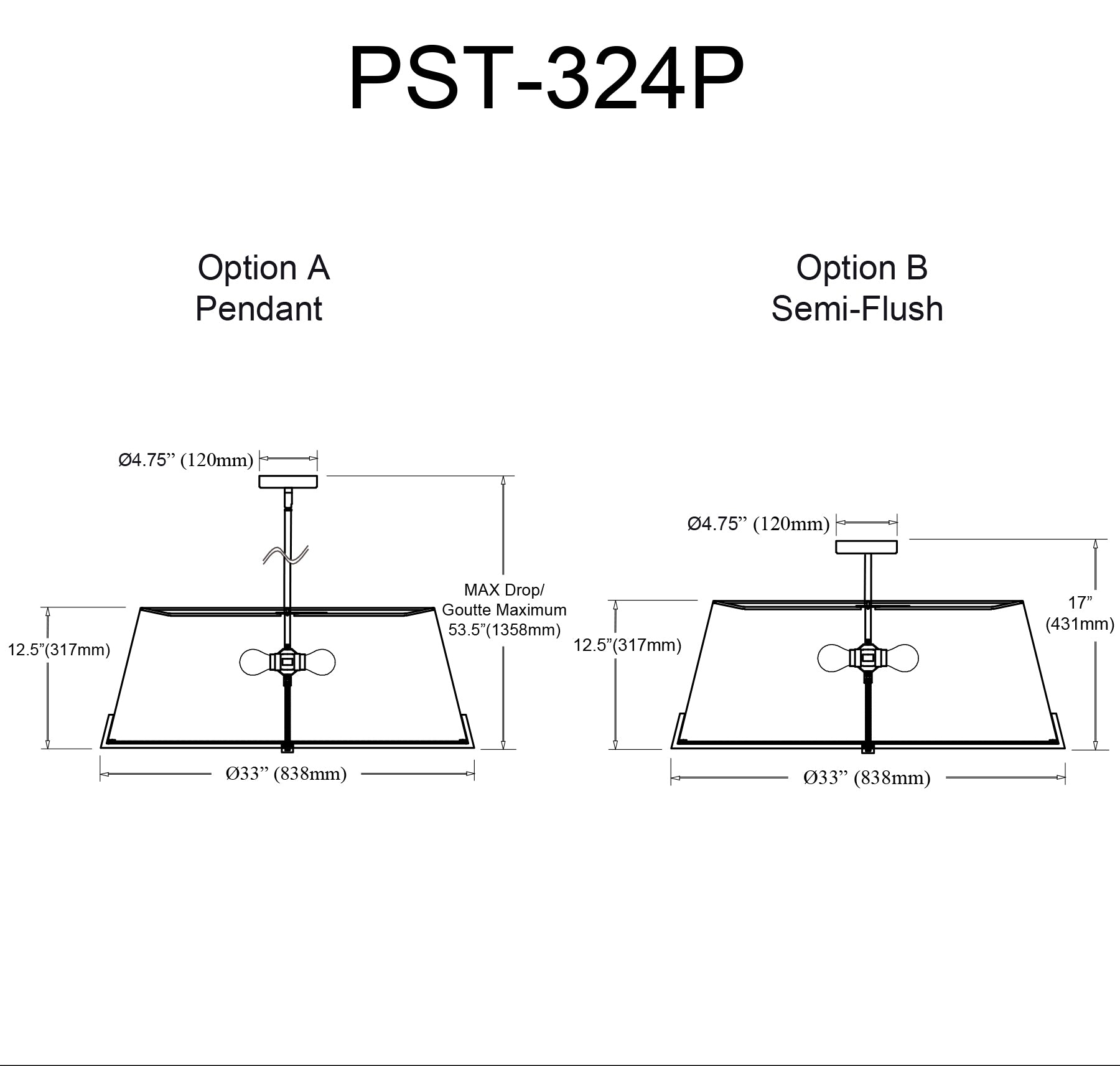 Luminaire suspendu | PRESTON — 33 po