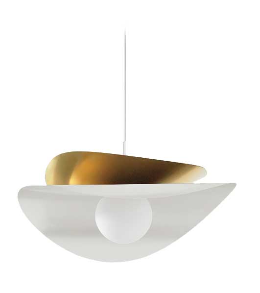 Luminaire suspendu Blanc mat et laiton vieilli | PAVEN