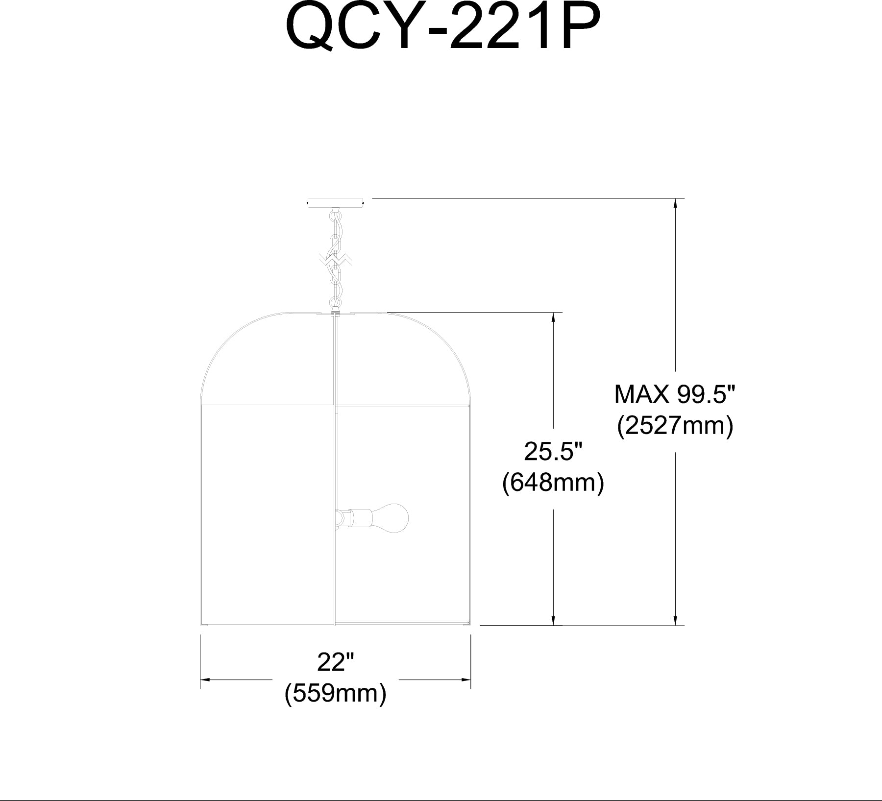 Luminaire suspendu | QUINCY — 22 po