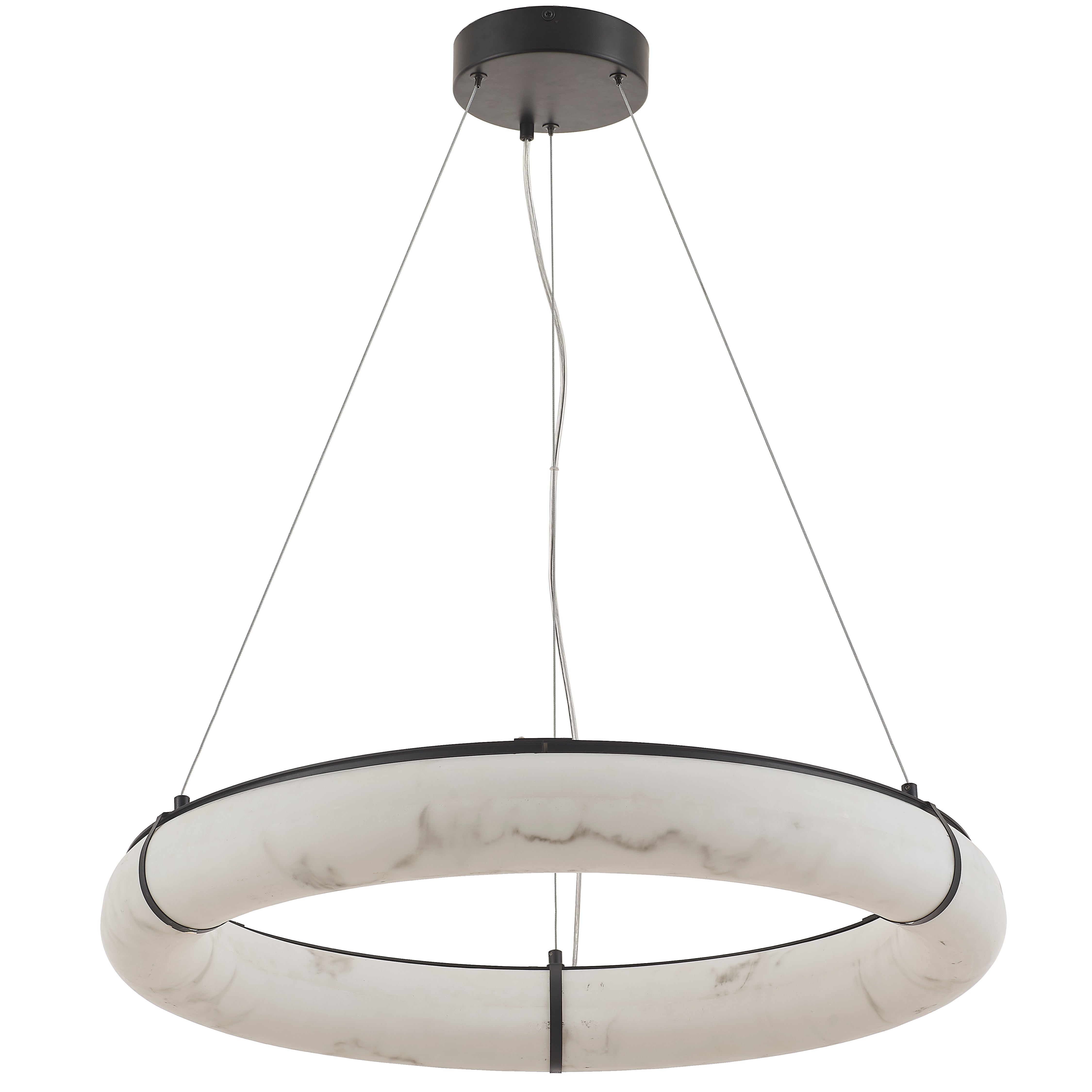 Luminaire suspendu Noir mat et albâtre | REUBEN